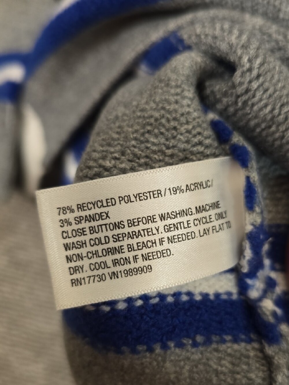 KBB Striped Gray & Royal Blue Knit Cardigan with White Collar - Picture 8 of 10